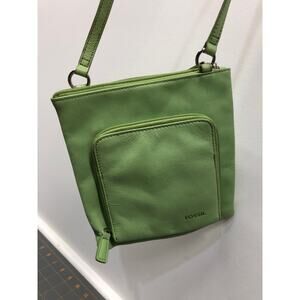 Fossil Crossbody Light Green Leather Branded Card Holder Insert Purse Bag